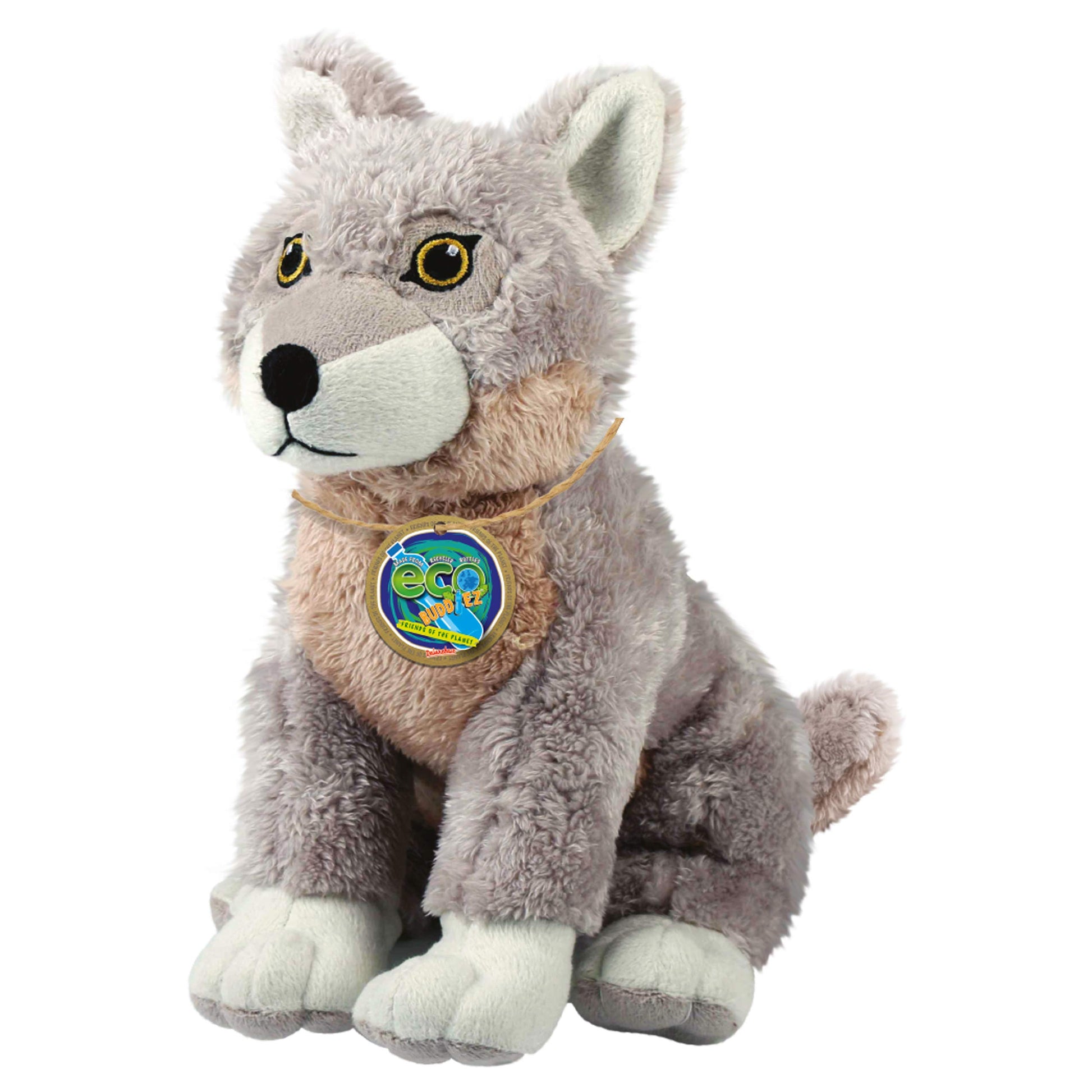 Ecobuddiez - Wolf From Deluxebase. 8-Inch Sustainable Plush Animal From Recycled Materials, Eco-Friendly Soft Stuffed Toy, Child