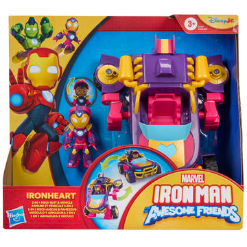 IRON MAN AND HIS AWESOME FRIENDS Ironheart 2-in-1 Mech Suit & Vehicle Set, 3" Action Figure, Purple, Model G1476