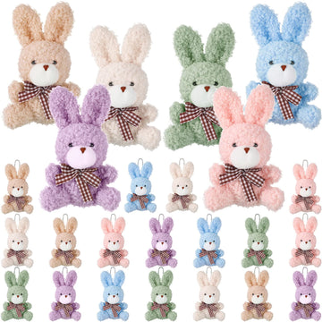 Sanwuta 24 Pcs Bunnies Plush Animal Keychain Mini Rabbit Stuffed, Bunny Plush Bunny Stuffed Animal For Easter Eggs Filler Basket