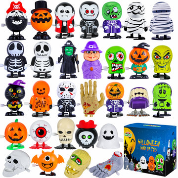 Max Fun Halloween Wind Up Toys Assortment - 30 Pcs Multicolor Plastic Party Favors for Kids - Fun Goody Bag Stuffers