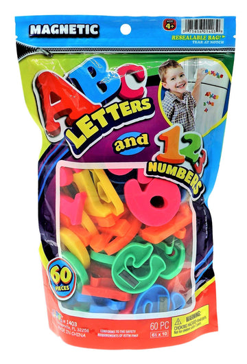 Ja-Ru Magnetic Alphabet Letters And Numbers W/Math Symbols (1 Bag, 60 Pieces) Uppercase Magnetic Letters And Numbers For Fridge.