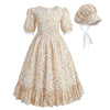 Nuoqi Prairie Dresses For Girls, Pioneer Girl Costume Girls Colonial Dress Girls 8-9, Orange Pink, Large