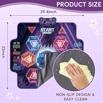 Joyrapt Dance Mat For Kids 4-8 Ages, 6 Light-Up Buttons Bluetooth Dance Mat Girls Toys For 8-10, 7 Game Modes Birthday For Teen