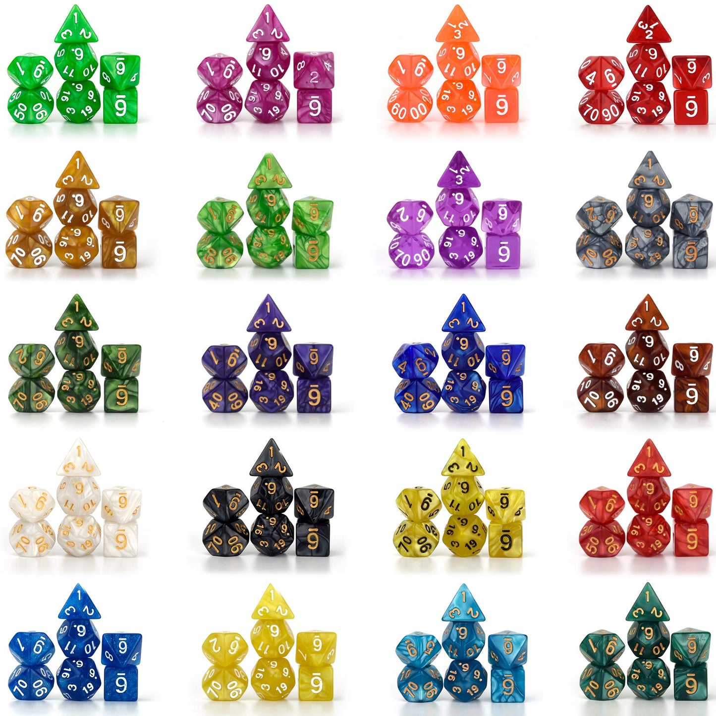DND Double-Colors Polyhedron Dice Set for Dungeons and Dragons D&D RPG MTG Table Games D4 D6 D8 D10 D% D12 D20 25 Colors Dice wi