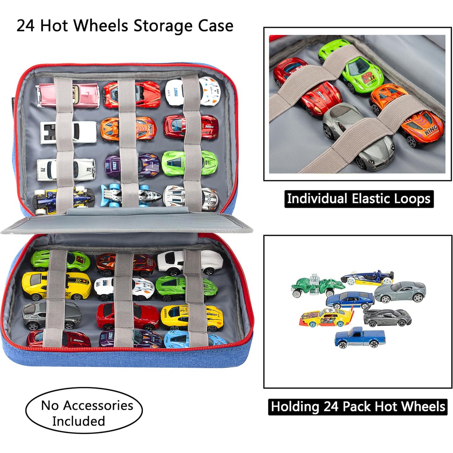 KISLANE 24 Toy Cars Storage for Toy Cars, Storage Case Compatible with 24 Toy Cars, Matchbox Cars, Mini Toys, Toy Cars Storage f