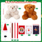 Foilswirl 24 Sets Christmas Mini Plush Bear 4 Inch Stuffed Animal Bulk Small Soft Bear Toys With Santa Hat Scarf Cards Gift Bags