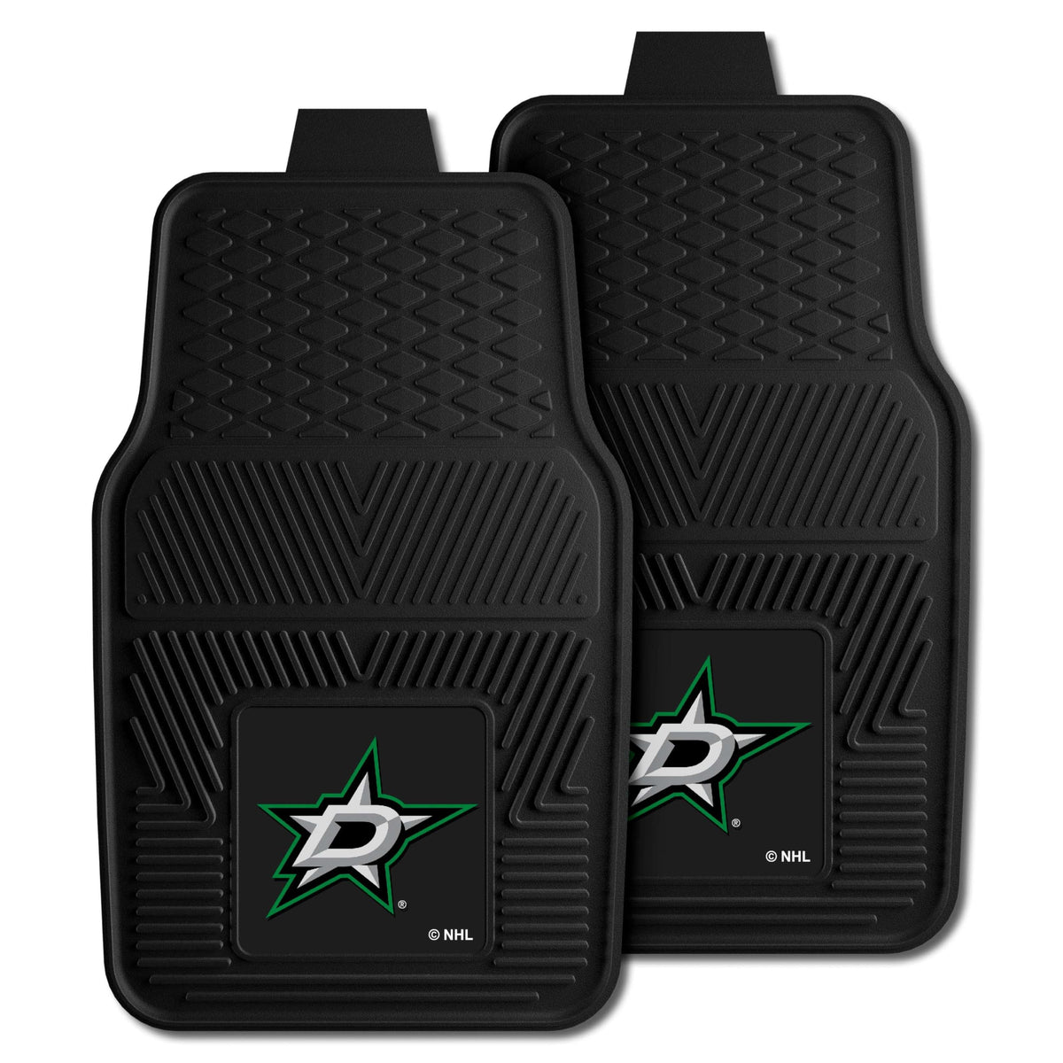 FANMATS 10640 Dallas Stars 2-Piece Heavy Duty Vinyl Car Mat Set, Front Row Floor Mats, All Weather Protection, Universal Fit, De