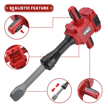 Toy Choi's Kids Jackhammer Toy Drill - Pretend Play Jackhammer with Realistic Sound & Action, Kids Construction Toys for Boys Gi