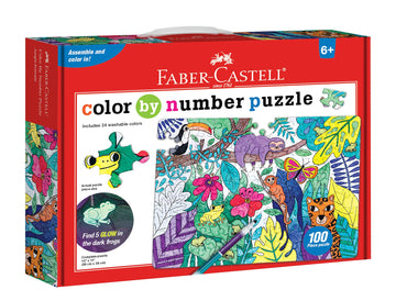 Faber-Castell Color By Number Puzzle, Jungle - 100 Pieces, Art Project For Kids Ages 6+