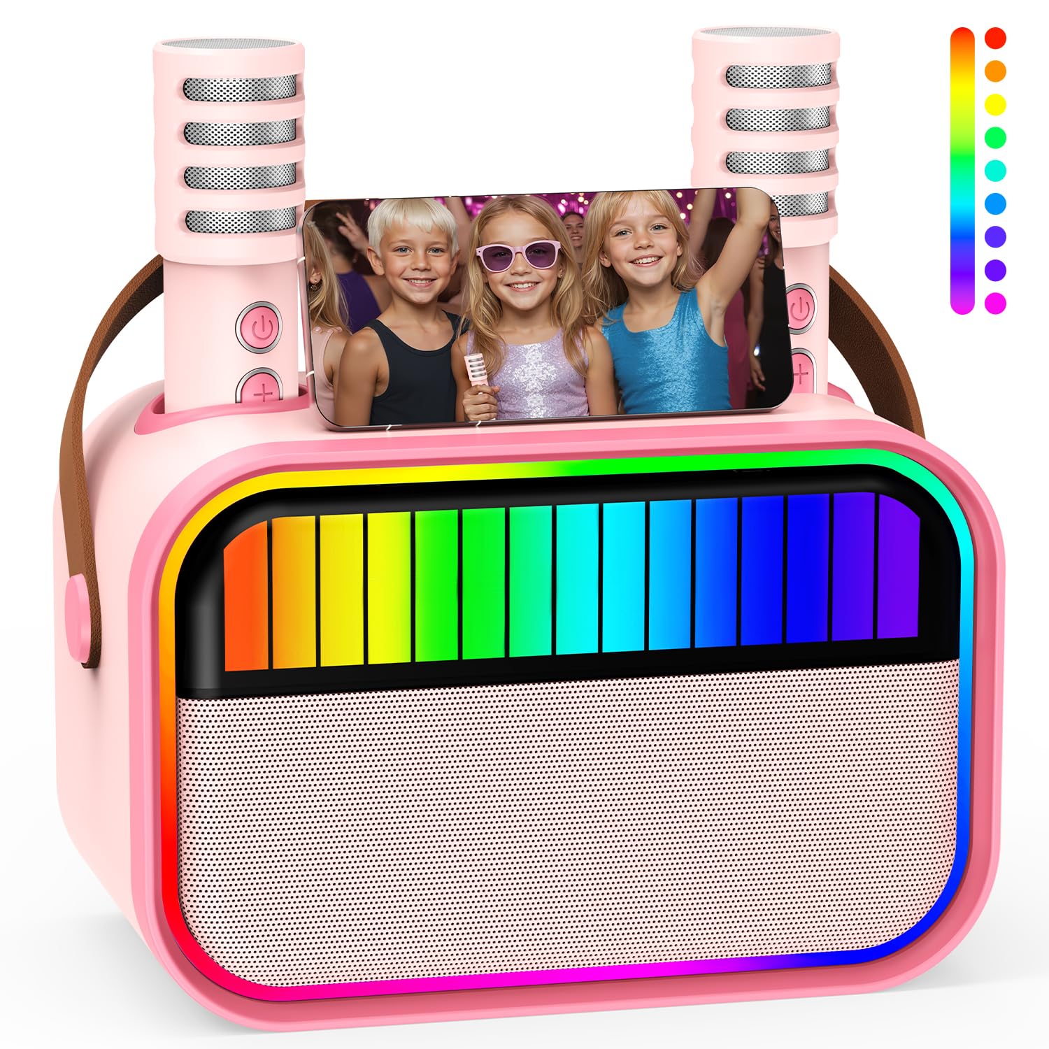 VERKB Karaoke Machine for Kids, Kids Toys for 3-12 Years Old Girls Birthday Presents, Portable Bluetooth Karaoke Speaker with 2 