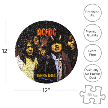 Aquarius Ac/Dc Highway To Hell Record Disc Puzzle (450 Piece Jigsaw Puzzle) - Officially Licensed Ac/Dc Merchandise & Collectibles - Glare Free - Precision Fit - 12 X 12 Inches