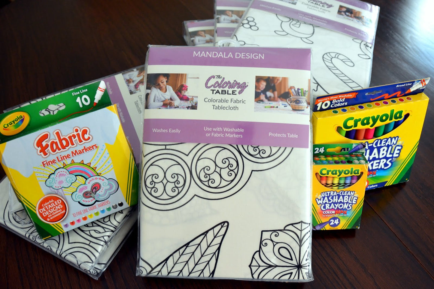 The Coloring Table - Mandala Design - Xl Rectangle Tablecloth - Fabric Coloring Tablecloth - Colorable Designs - Washable And Re