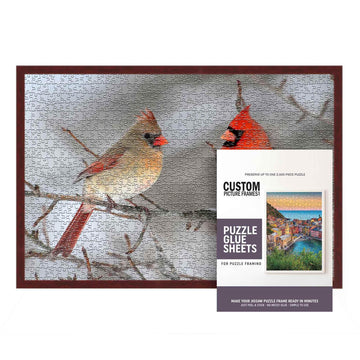 11.25X38.25 Dark Brown Solid Wood Picture Frame Set With Peel & Stick Puzzle Glue Sheets | Interior Depth 0.5 Inches | Dark Brow