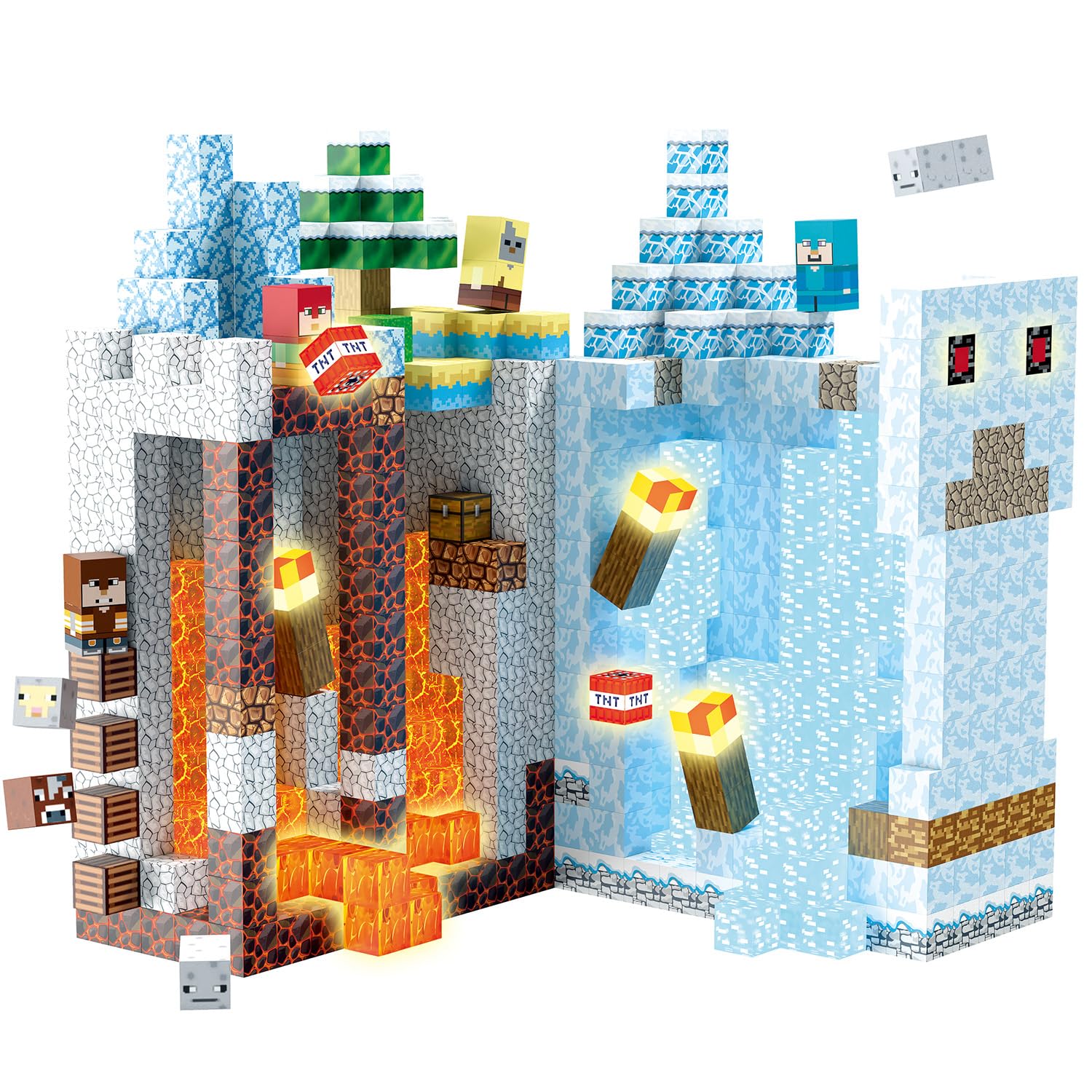 Aidyvoi 200Pcs Magnetic Blocks Building Toys, Light Up Frozen Toy Building Blocks Set Magnet Cubes For Toddlers 3+, Build Frozen