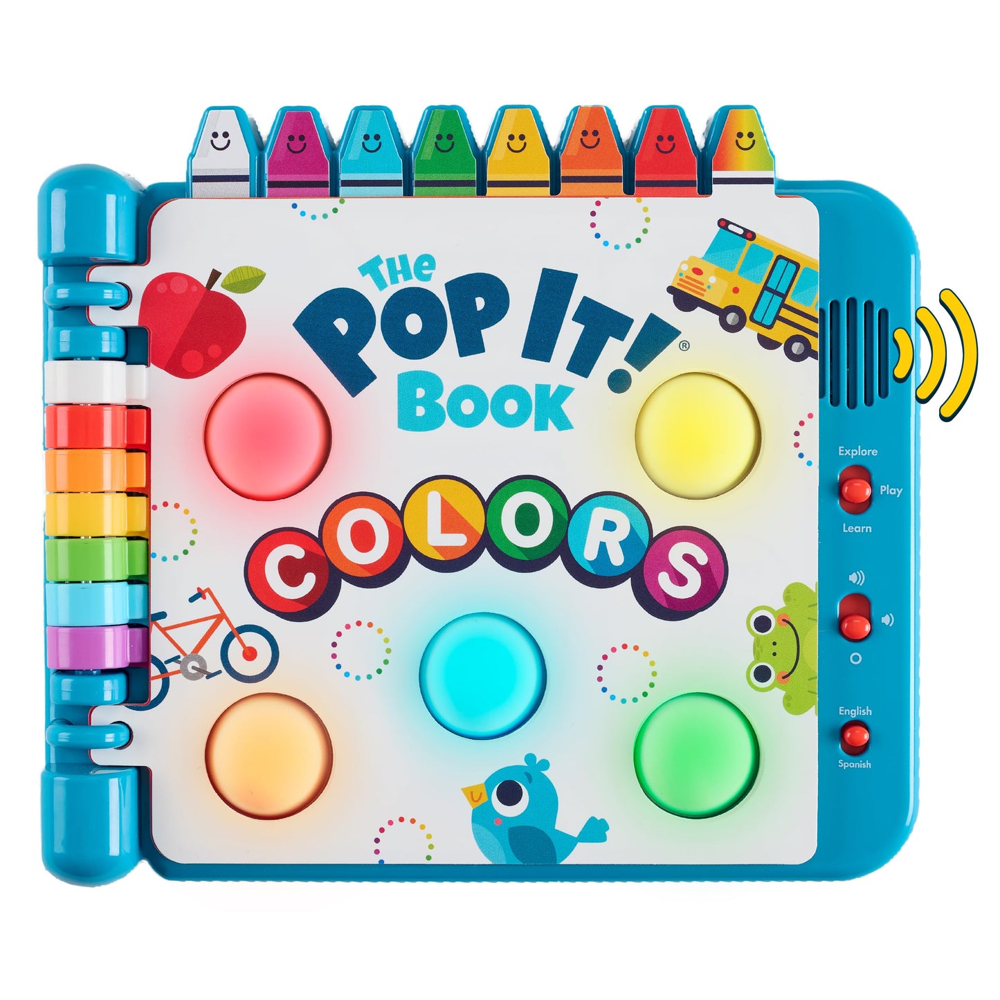 Chuckle & Roar Pop It! Book: Colors - Interactive Sensory Learning Book with Bilingual English & Spanish Play, Grow-with-Me Mode