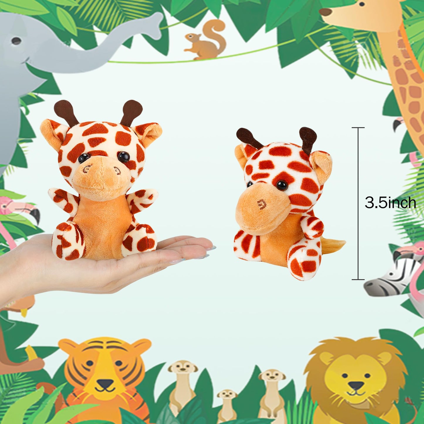 12 Pcs Valentines Day Gifts For Kids Classroom, Small Stuffed Animals Bulk, Mini Stuffed Animals, 4 Inch Safari Stuffed Animals,
