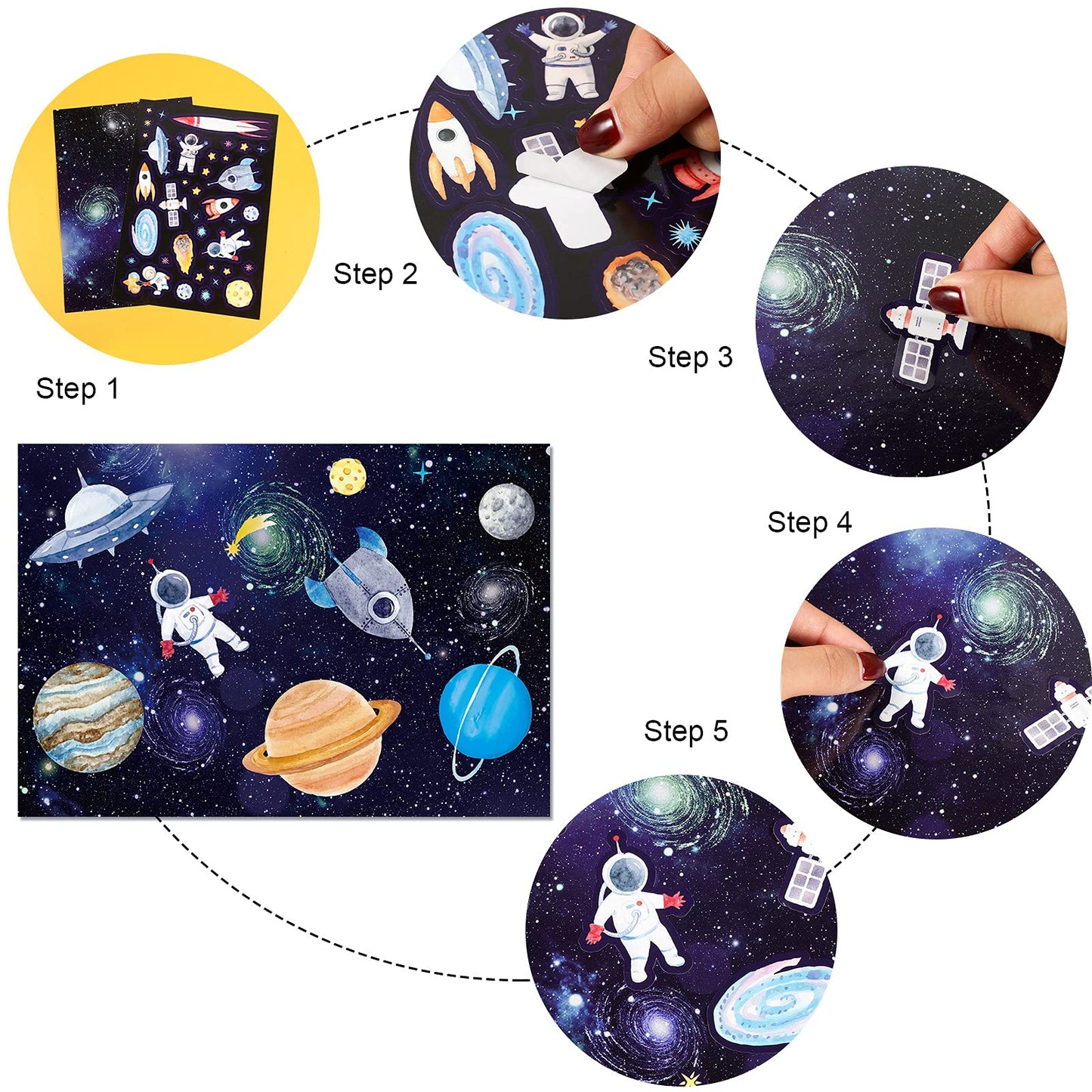 Space Stickers For Kids Solar System Astronaut Stickers Mix And Match Outer Space Stickers Diy Outer Space Wall Make Your Own Sticker For Kids Educational Learning Birthday (48 Sheets)