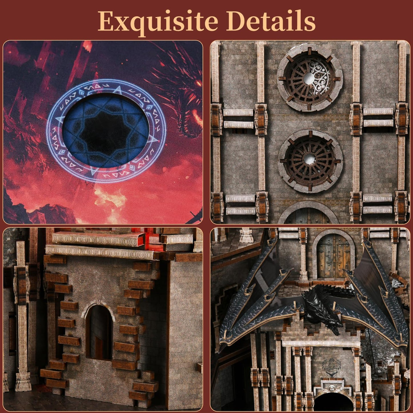 MiniCity Book Nook Kit  DIY Miniature House Dollhouse Kit for mature-themed and Teens  Booknook Bookshelf Decor Castle Model Build with LED Light  Gifts for Family and Friends (Ember Castle)