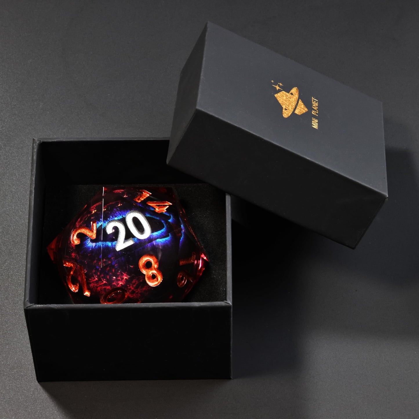 Mini Planet 50mm Chonk D20 DND Liquid Core Dungeons and Dragons RPG Eyeball Handmade Resin Polyhedral Dice