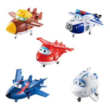 Super Wings - 5' Transforming 5-Pack Jett, Paul, Todd, Astra And Agent Chase | Airplane Toys Action Figures | Preschool Toy Plane For 3 4 5 Year Old Boys And Girls | Birthday Gifts For Kids , Red