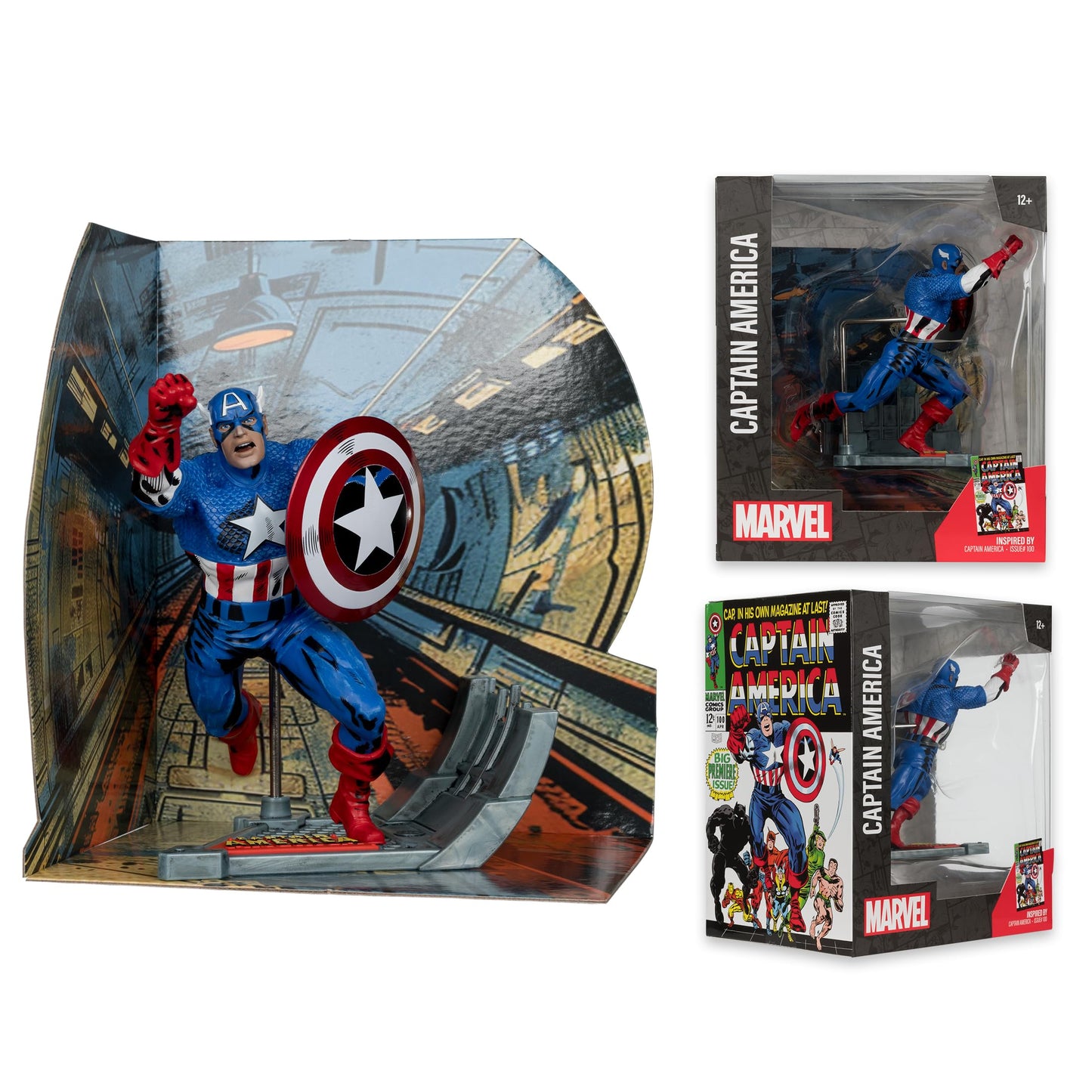 Mcfarlane Toys - Marvel Captain America 1:10Th Scale Collectible With Scene (Captain America #100)