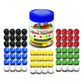 Super Value Depot Chinese Checkers Glass Marbles. Set Of 72, 12 Each Color. Size 9/16    (14Mm), With Practical Container.