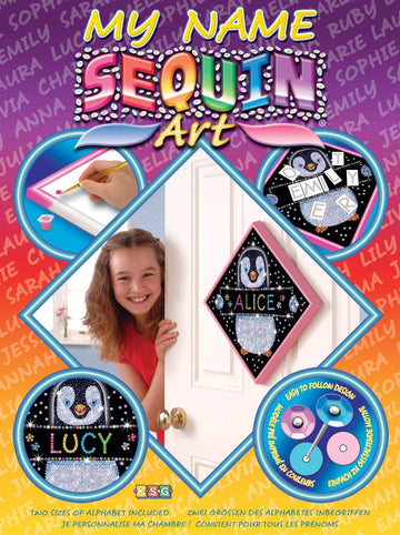 Sequin Art My Name, Penguin, Personalized Name Sparkling Arts and Crafts Picture Kit, Creative Crafts