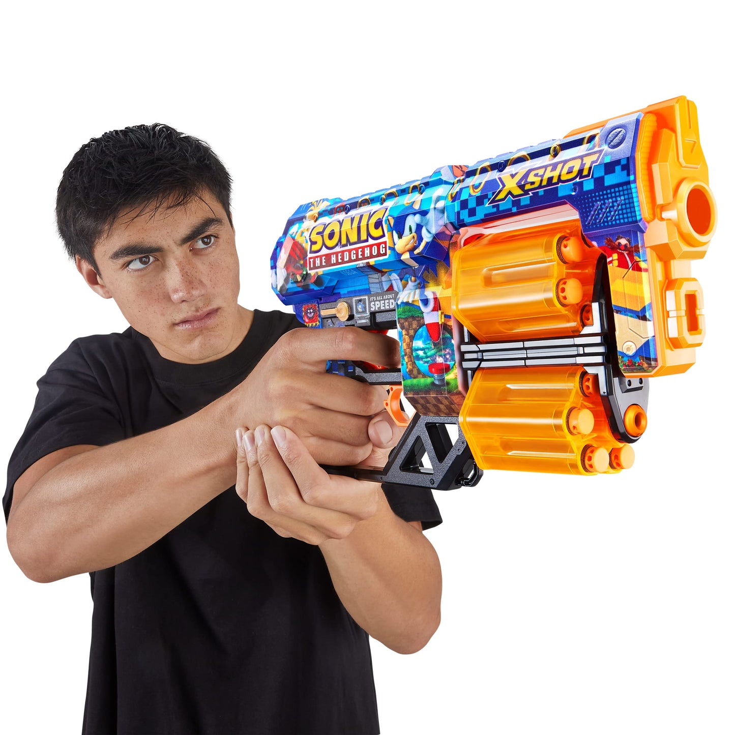 X-Shot Skins Dread Foam Blaster (12 Dart) By Zuru X Sonic The Hedgehog Toy For Kids, Teens, Adults