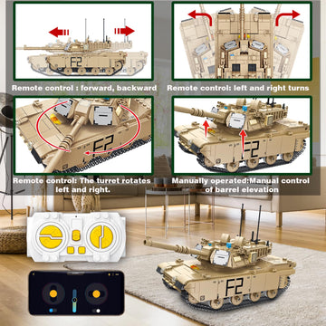 Bestmoment Military M1A2 Rc Tank Building Toys -1096 Pcs Ww2 Army Military Toys Building Blocks For Adults, World Of Tanks Build