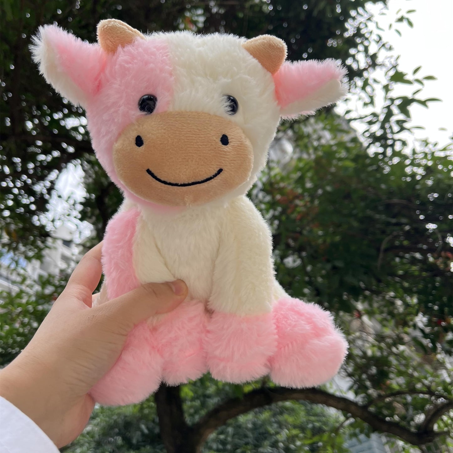 Bsvome 9 Inches Cow Stuffed Animal Soft Plush Cute Cow Doll For Boys Girls (Pink Cow)