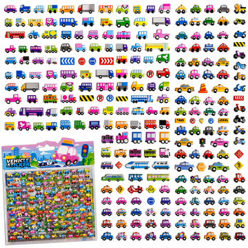 Funblast Vehicle Stickers For Kids  2 Sheets/550+ Colorful Car, Bike, Truck & Traffic Sign Puffy Stickers, 3D Puffy Sticker Set