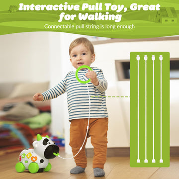 Musical Cow Toys For 1+ Year Old Boy Girl Birthday Gift, 1St For 1 Yr Toddler, Baby Crawling Toy 6-12 Months, Bilingual 12-18 Mo