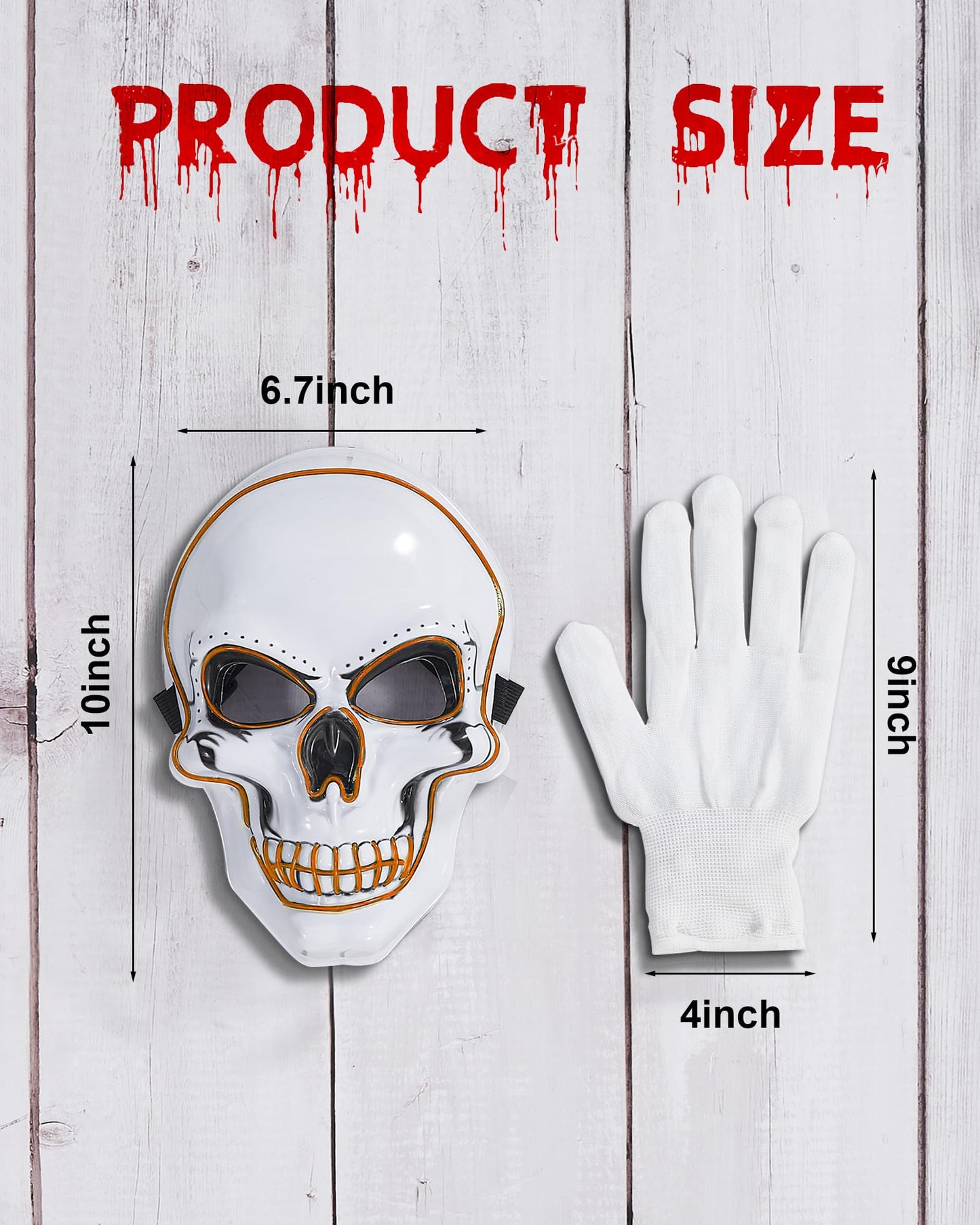 Sumind Halloween LED Mask Scary LED Skeleton Mask Purge Hacker Mask Glow in The Dark Mask for Halloween Costume Party(Orange)