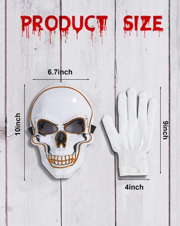 Sumind Halloween LED Mask Scary LED Skeleton Mask Purge Hacker Mask Glow in The Dark Mask for Halloween Costume Party(Orange)
