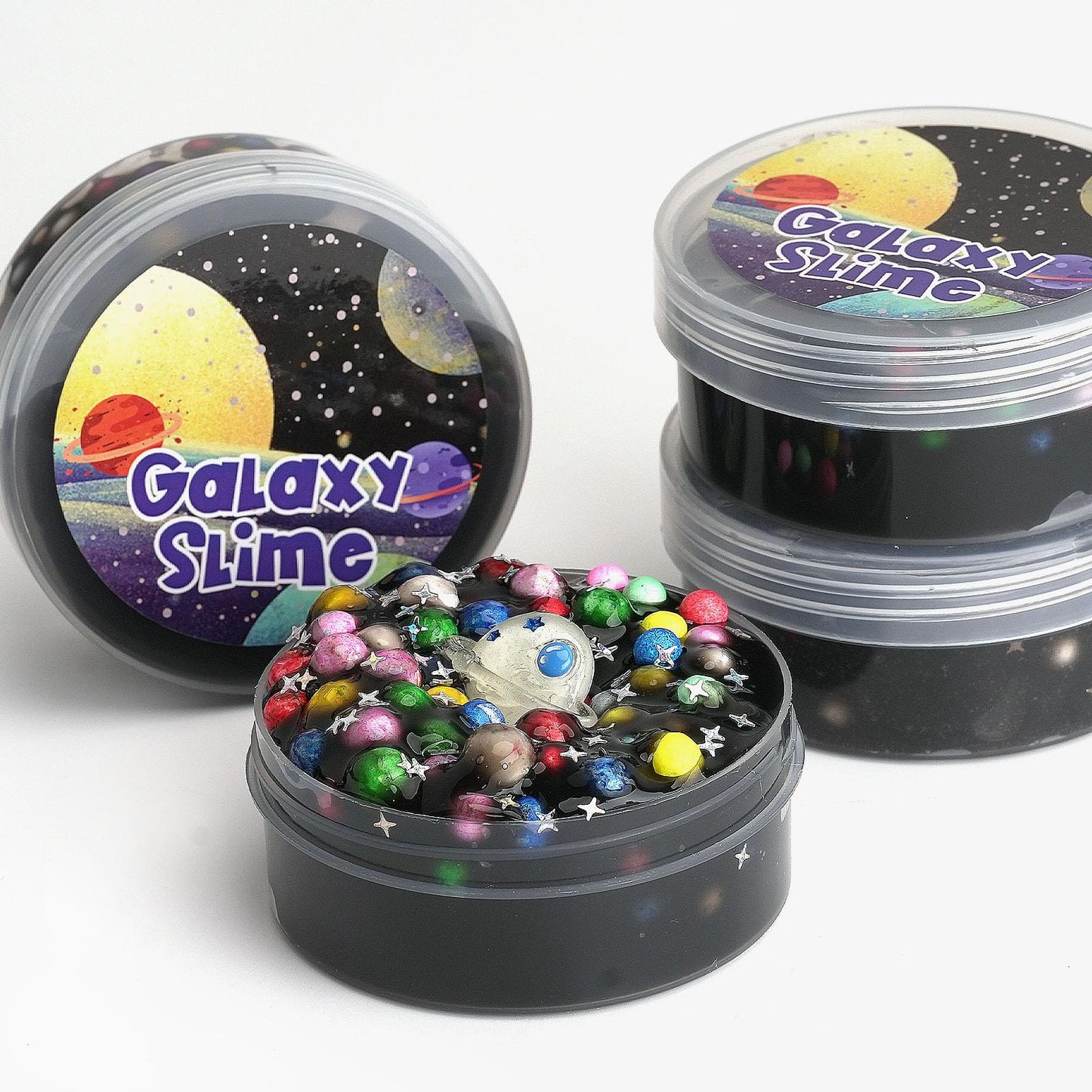 Black Galaxy Foam Slime - Stretchy & Non-Sticky Crunchy Slime Party Favors For Kids