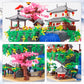 Samyblocks 3600Pcs Micro Mini Blocks Peach Blossom Pond Bonsai Tree Kit,Traditional Architecture Building Blocks,Exquisite Cherr