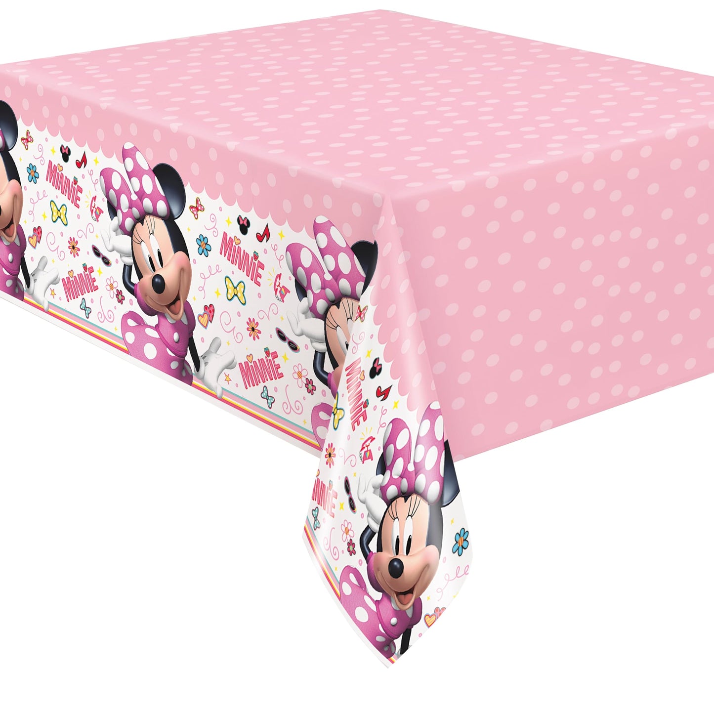 Unique Disney Iconic Minnie Mouse Rectangular Plastic Party Table Cover, 54 x 84, 1Ct, Multicolor (79233)