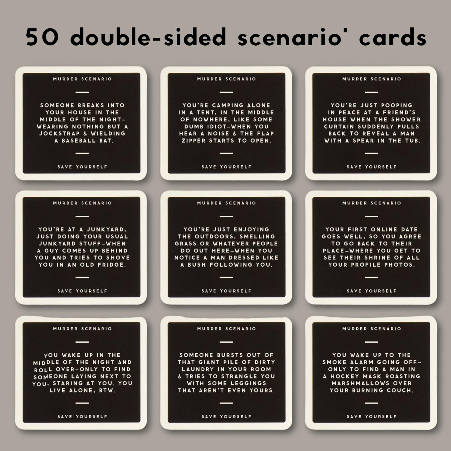 Brass Monkey Not Today, Murder - Social Party Game with 300+ Game Card Prompts for Escaping Murder Scenarios