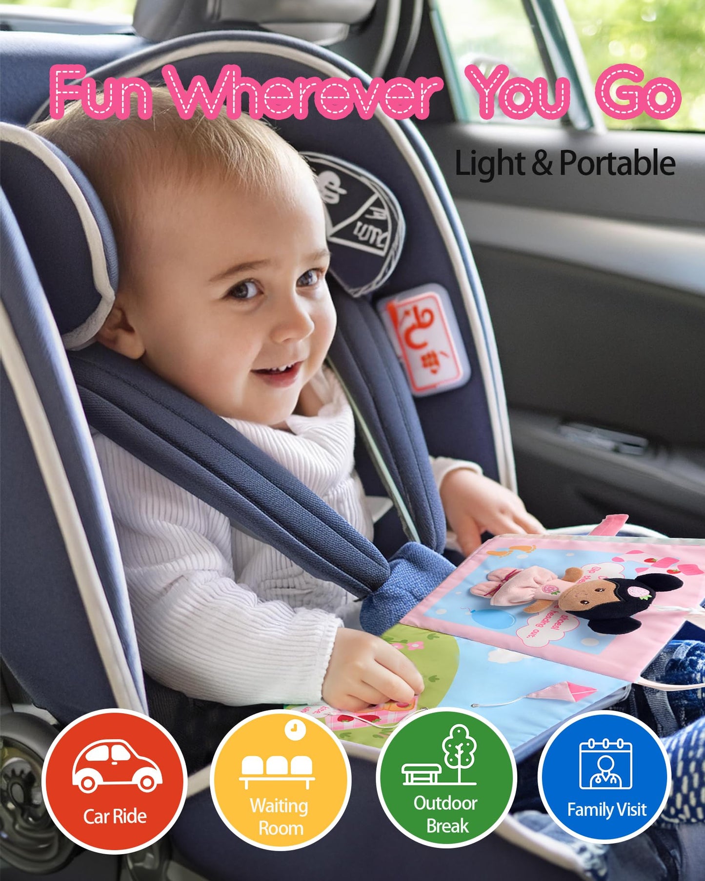 Leyadoll Interactive Sensory Soft Cloth Book, Educational Crinkle Quiet Activity Busy Book For Babies,Toddler Travel Toy Gift Fo