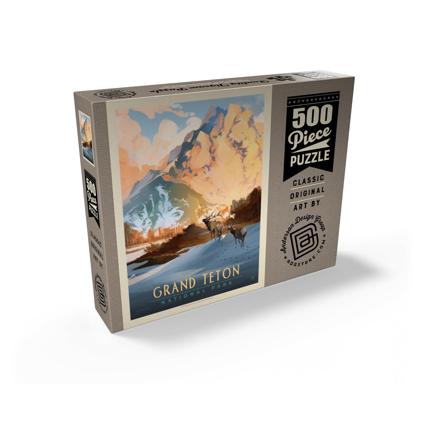 Mypuzzle Grand Teton National Park: Winter Hush, Vintage Poster - Premium 500 Piece Jigsaw Puzzle For Adults