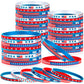 Leitee 100 Pcs USA Silicone Bracelet Red White Blue American Flag Wristbands Veterans Day Memorial Party Accessories Decoration 