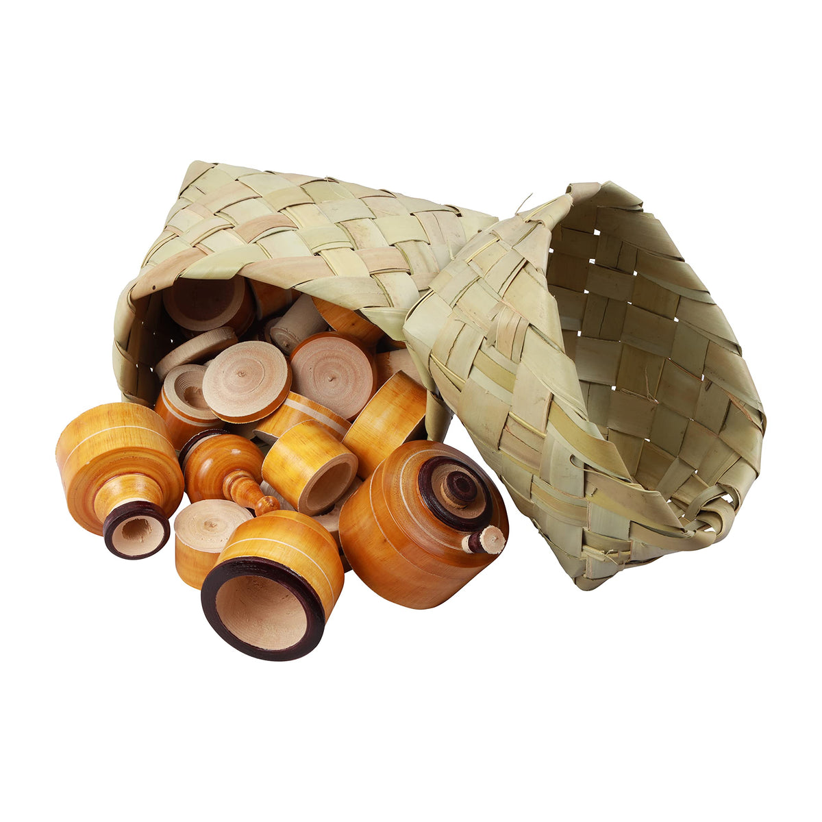 Paljji Handicrafts Eco Friendly Wooden Rural Kitchen Toy| Set for Kids Pack of 32 Yellow Color