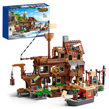 Pirate Ship Building Toys, Pirate Dock Themed City Building Block Set, A Gift Compatible With Lego Sets For Boys 8-14 & Adults (560Pcs)
