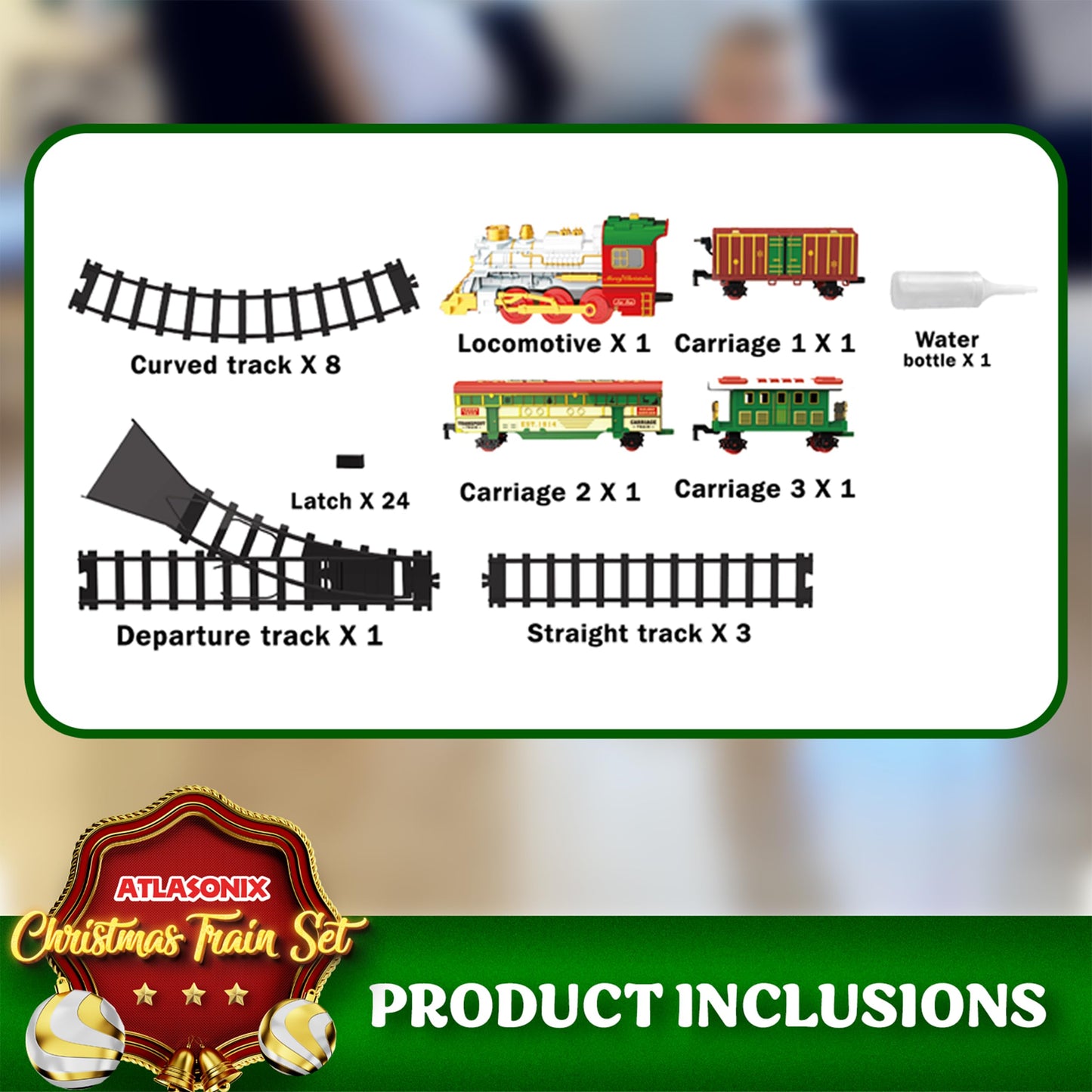 Christmas Train Sets For Around The Tree With Lights, And Sounds - Christmas Toy Holiday Train Around Christmas Tree W/Large Tracks, Electric Train Set For Kids Ages 4-8