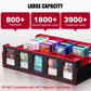 Kabinka 3900+ Card Deck Storage Box - Black & Red Commander Display Case with Removable Lid, 5 Toploaders, 48 Dividers, Dice Tray