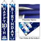 Turypaty Blue Silver 10Th Birthday Door Banner Decorations, Happy 10 Birthday Party Porch Banner Supplies For Boys, Sweet 10 Yea