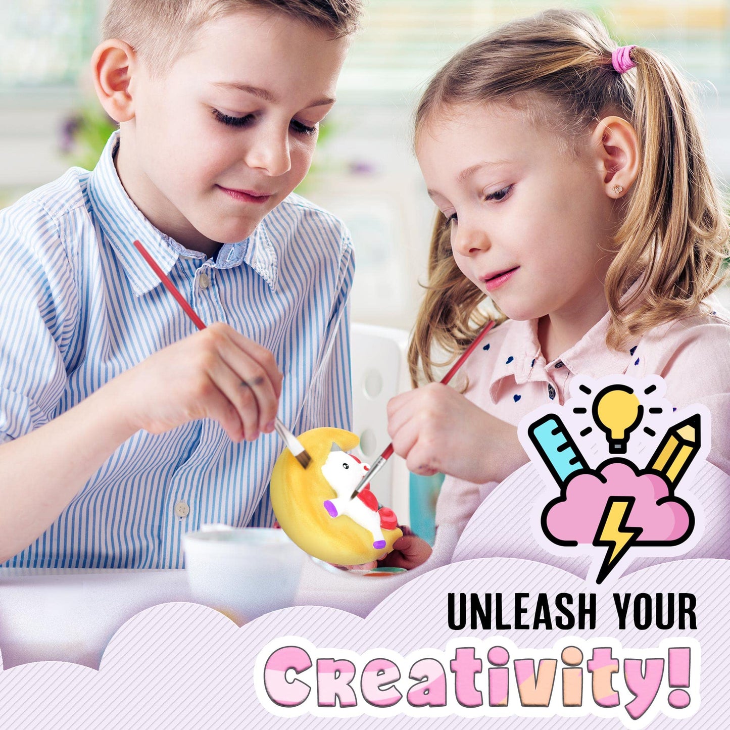 DOODLE HOG Unicorn Squishy Paint Set for Kids Ages 8-12, Unicorn Gifts for Girls 8-10, Arts and Crafts for Kids, Paint Your Own