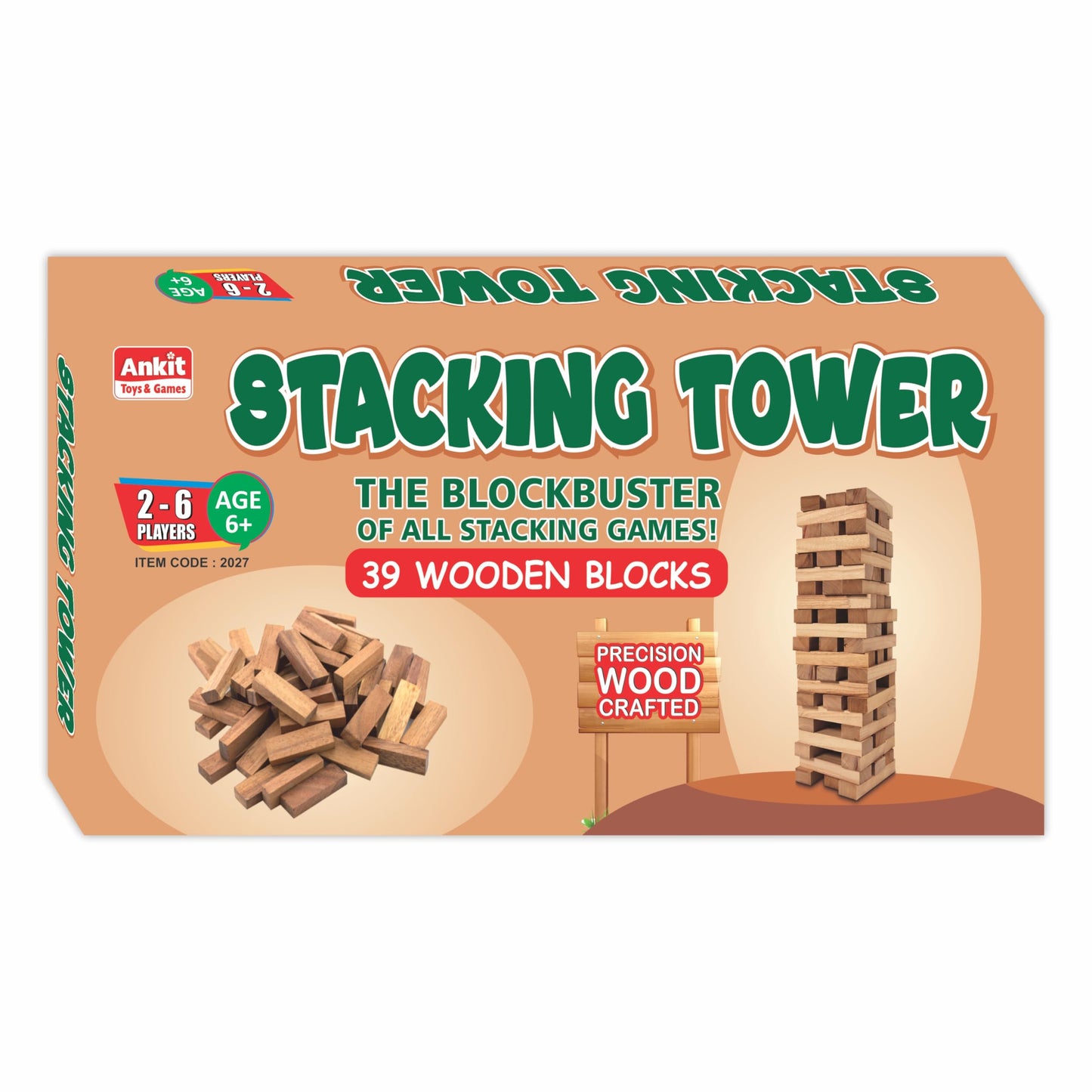 Ankit Toys & Games Wooden Stacking Tower Game  Precision Crafted 39 Blocks For Kids And Adults Family Game Stacking And Balanci