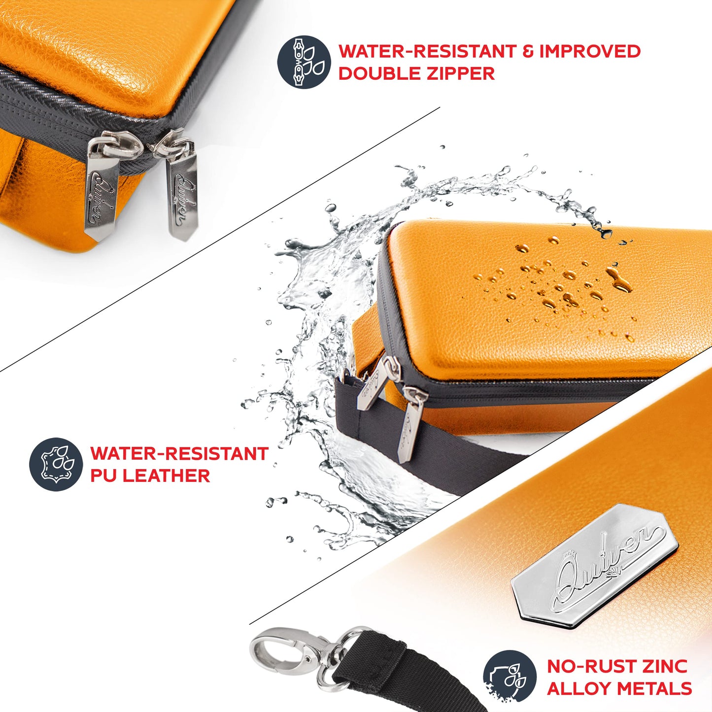 Orange Quiver Card Carrying Case - Playing Card Case Holder For Trading Cards, Mtg Card Storage Bag Deck Box Card Case (+Wrist & Shoulder Strap, Dividers & Separators + 100 Apollo Card Sleeves)