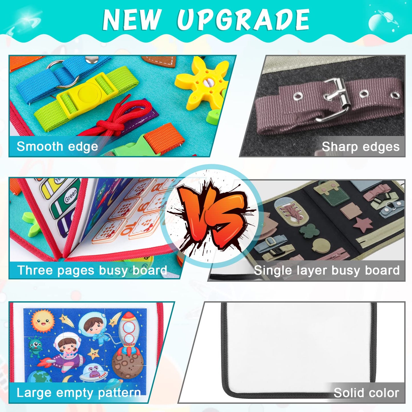 Fastspok Busy Board For Toddlers 2-4, Montessori Travel Toy For Plane/Car, Educational Sensory Toy For Toddlers 1-3, Preschool Activities Board For Developing Fine Motor Skills, Gift For Boys Girls